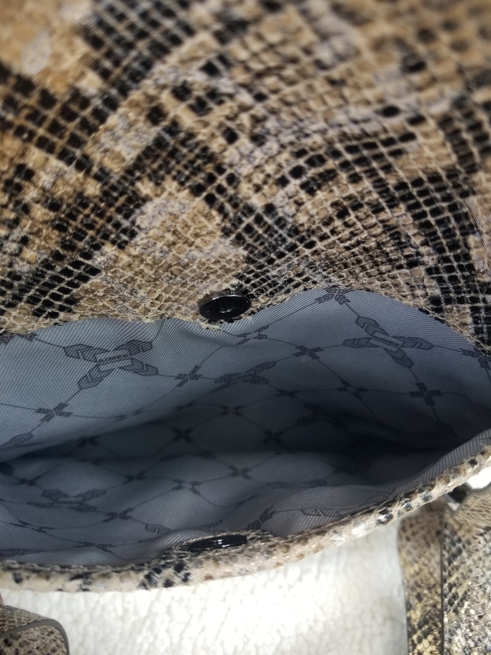 AIMEE KESTENBERG Snake-Print Tote in Beige, Black and Gold Tones - Picture 11 of 11